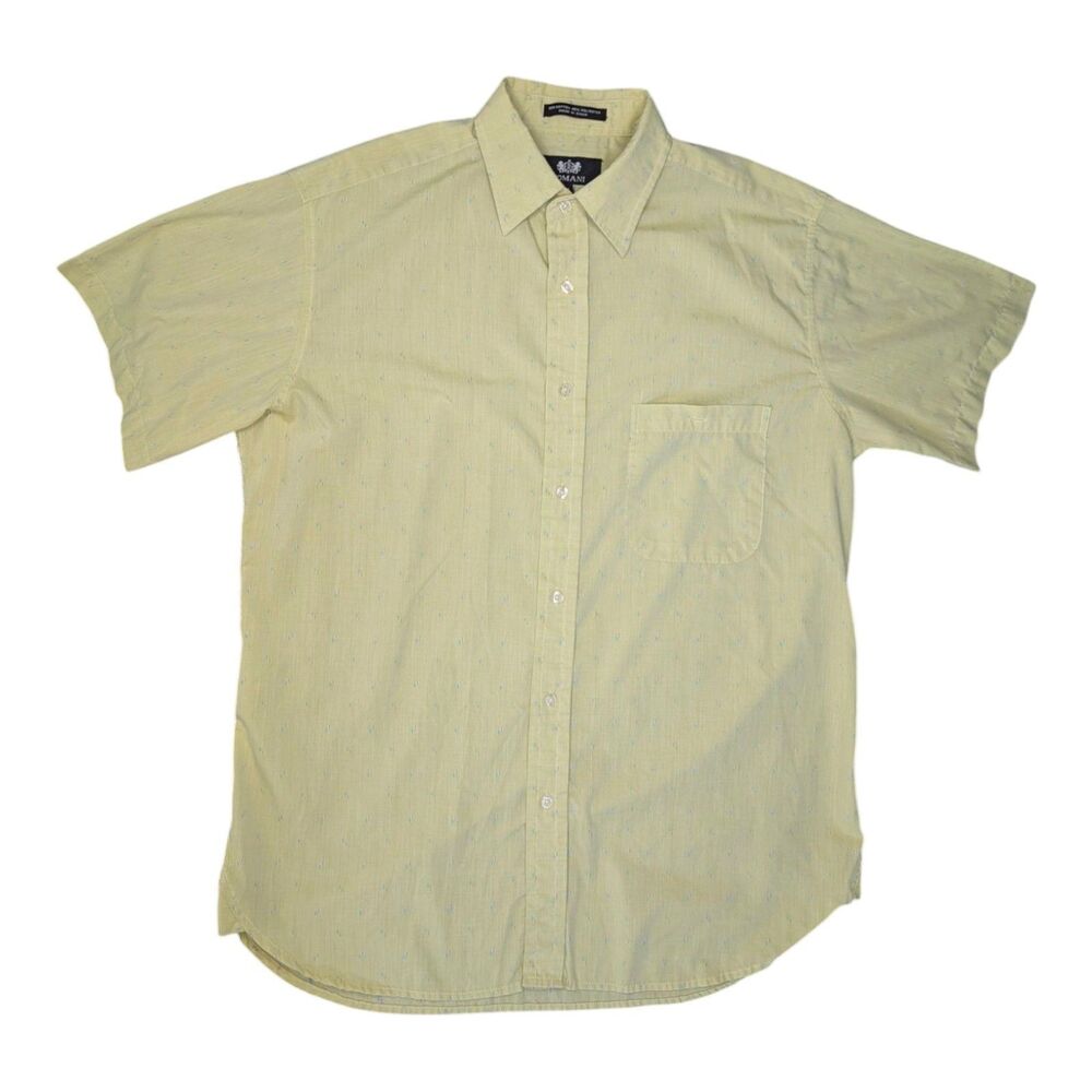 Vintage 90s Domani Men's Lime Green Confetti Button Down Shirt Size M